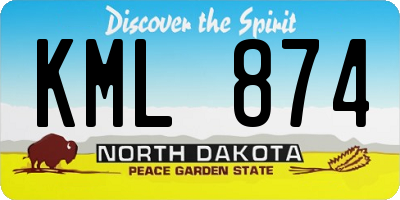 ND license plate KML874