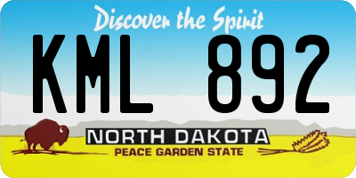 ND license plate KML892