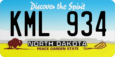 ND license plate KML934