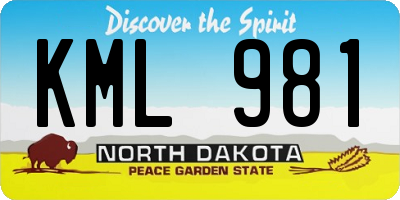 ND license plate KML981