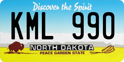 ND license plate KML990