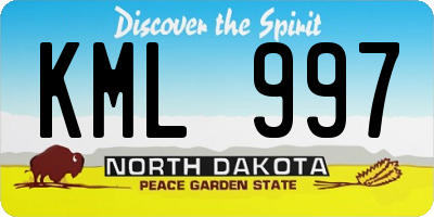 ND license plate KML997