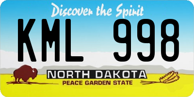 ND license plate KML998