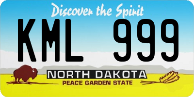 ND license plate KML999