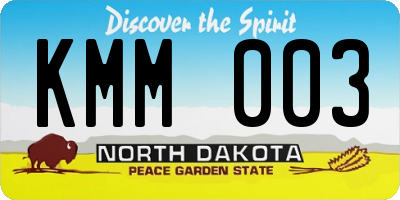 ND license plate KMM003