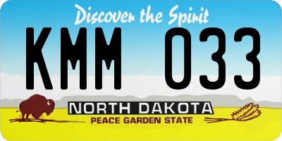 ND license plate KMM033