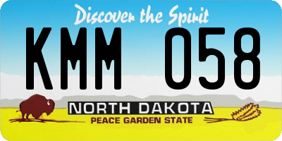 ND license plate KMM058