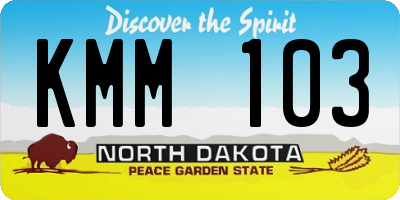 ND license plate KMM103
