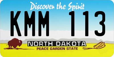 ND license plate KMM113