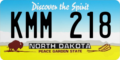 ND license plate KMM218