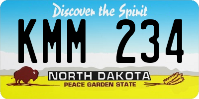 ND license plate KMM234
