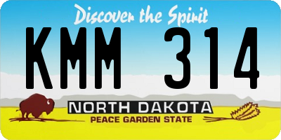 ND license plate KMM314