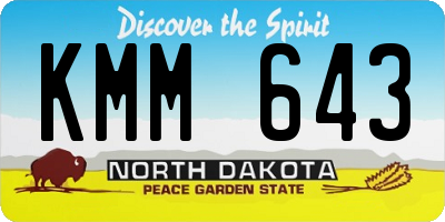 ND license plate KMM643
