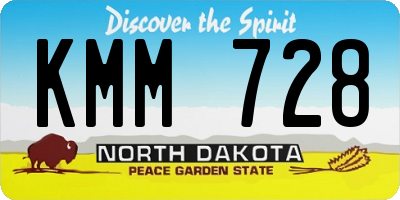 ND license plate KMM728
