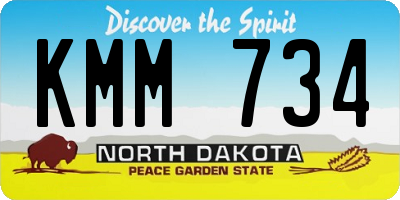 ND license plate KMM734