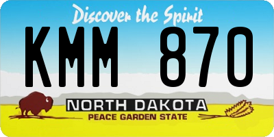 ND license plate KMM870
