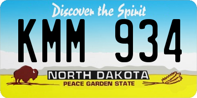 ND license plate KMM934