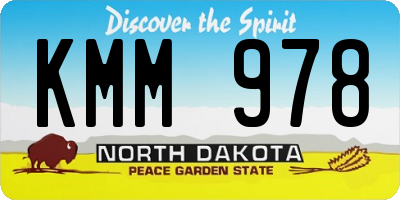 ND license plate KMM978