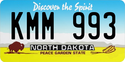 ND license plate KMM993