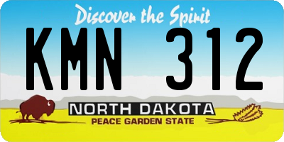 ND license plate KMN312