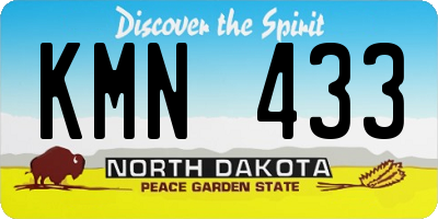 ND license plate KMN433