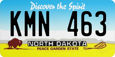 ND license plate KMN463