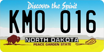 ND license plate KMO016