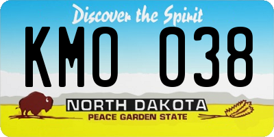 ND license plate KMO038