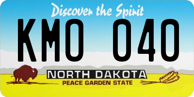 ND license plate KMO040