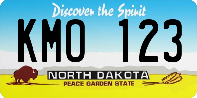 ND license plate KMO123