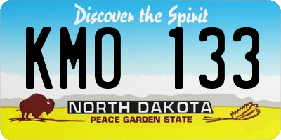 ND license plate KMO133