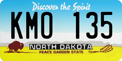 ND license plate KMO135