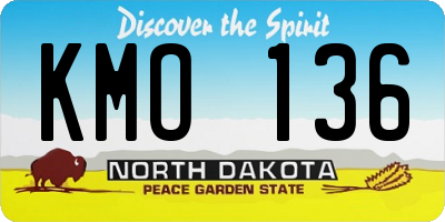 ND license plate KMO136