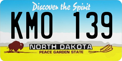 ND license plate KMO139