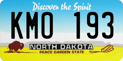 ND license plate KMO193