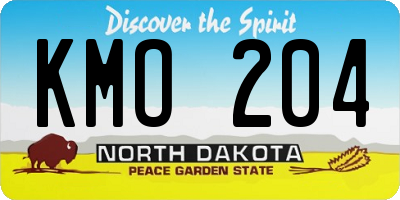 ND license plate KMO204