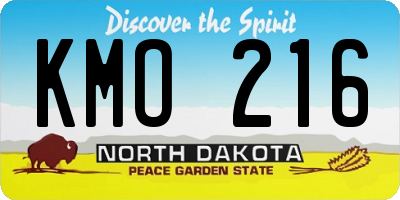 ND license plate KMO216