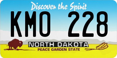 ND license plate KMO228