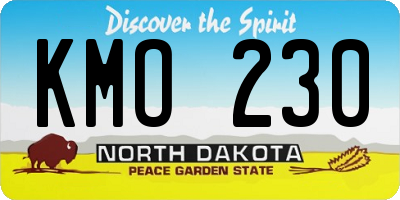 ND license plate KMO230