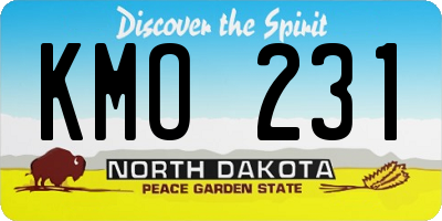 ND license plate KMO231