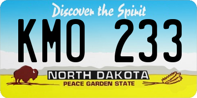 ND license plate KMO233