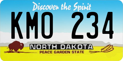 ND license plate KMO234