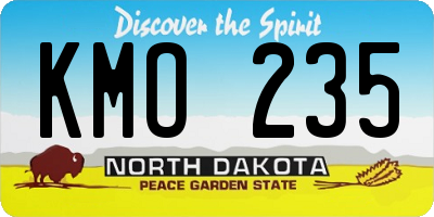 ND license plate KMO235