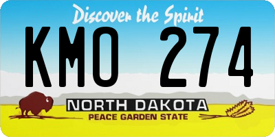 ND license plate KMO274