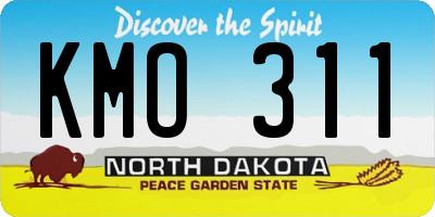 ND license plate KMO311