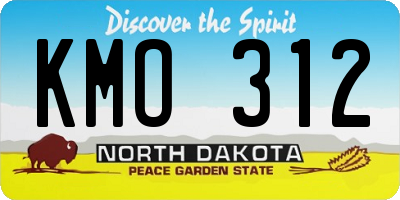 ND license plate KMO312