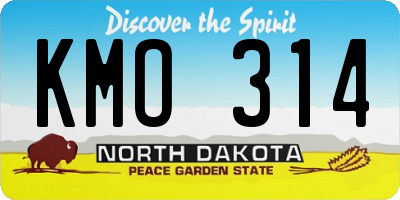 ND license plate KMO314