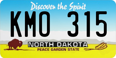 ND license plate KMO315