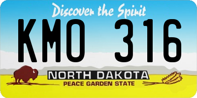 ND license plate KMO316