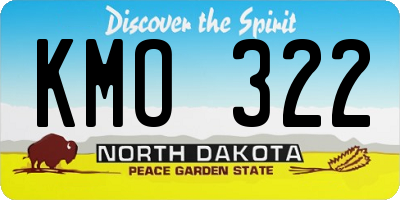 ND license plate KMO322